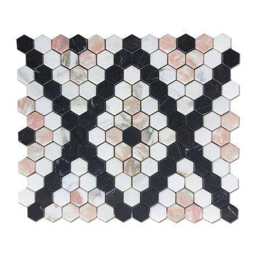 Soulscrafts Mixed Color Natural Stone Hexagon Mosaic Tile  for Kitchen Backsplash